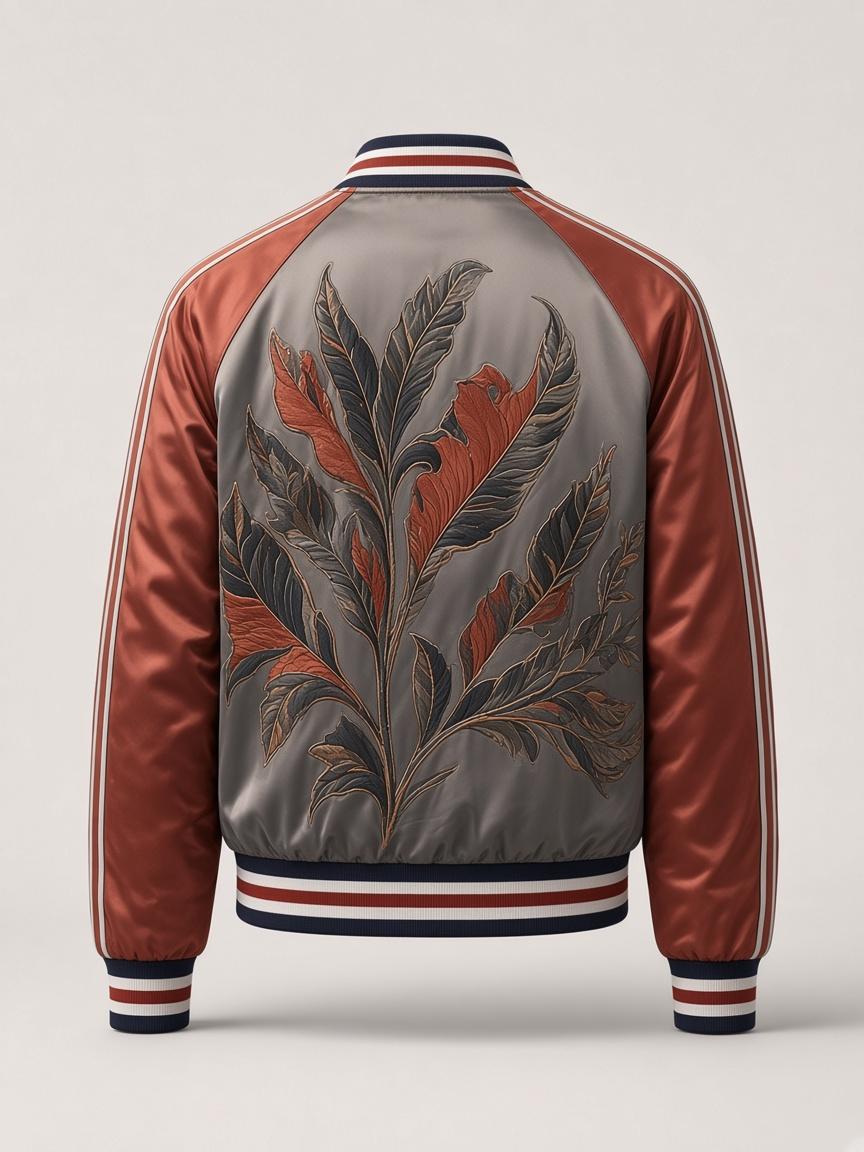 Pewter / Rust Souvenir Bomber, back view