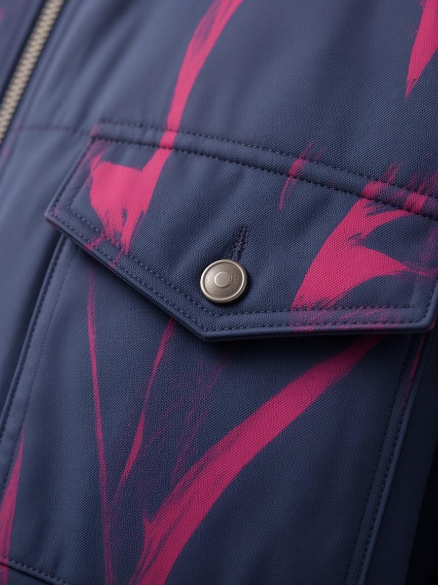 Ink / Magenta Brushstroke Track Jacket, close-up detail