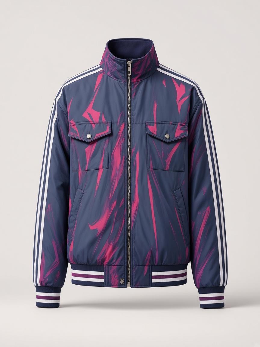 Ink / Magenta Brushstroke Track Jacket, front view