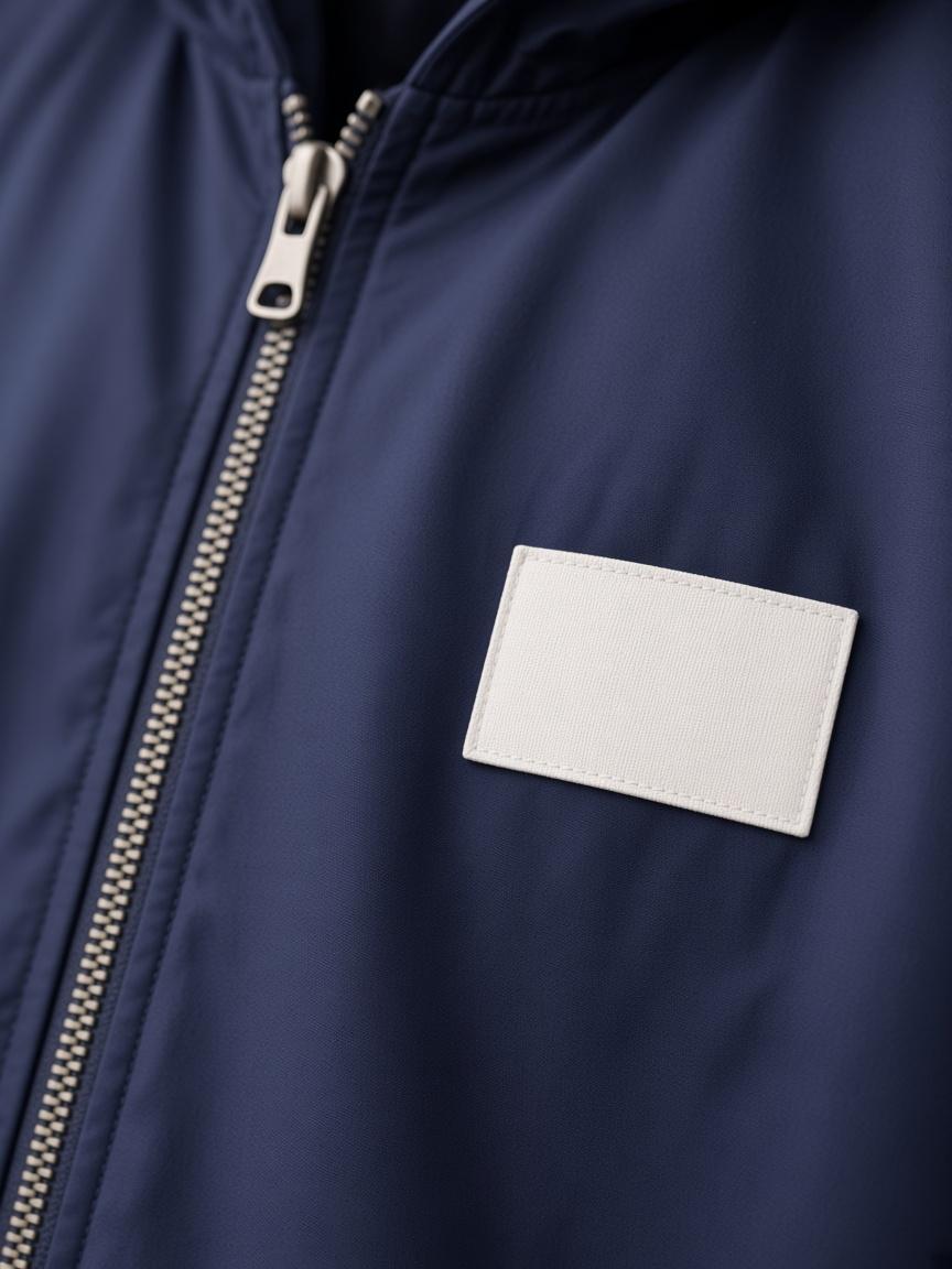Navy Hooded Zip Jacket, close-up detail