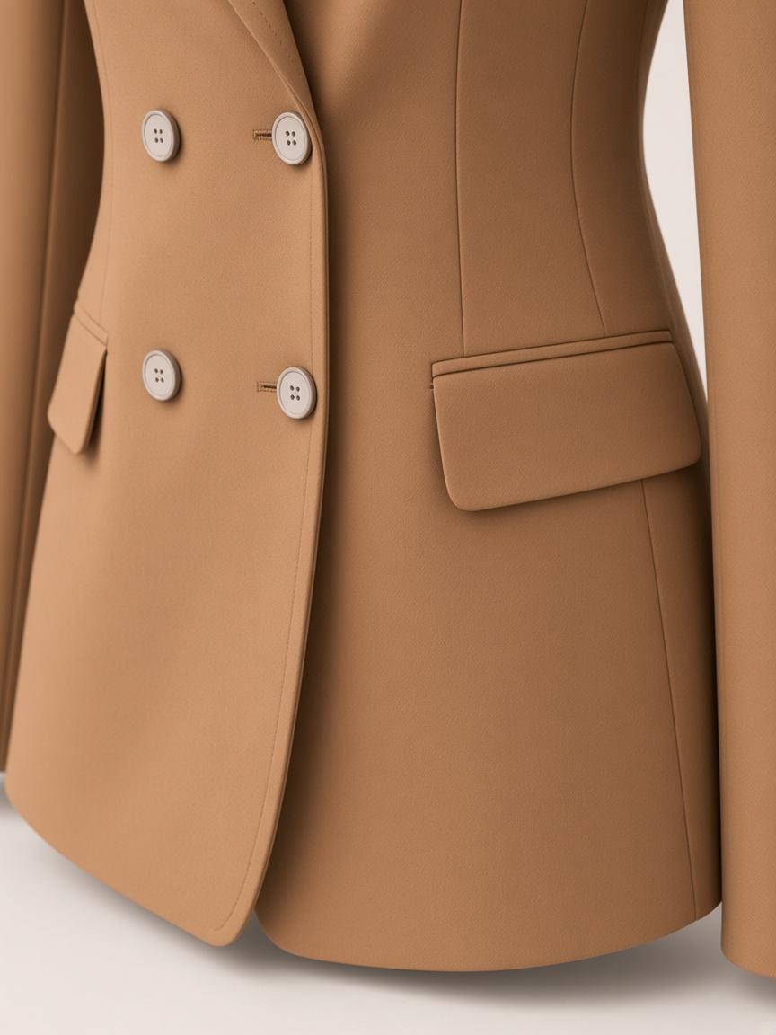 Tobacco Double-Breasted Jacket, close-up detail