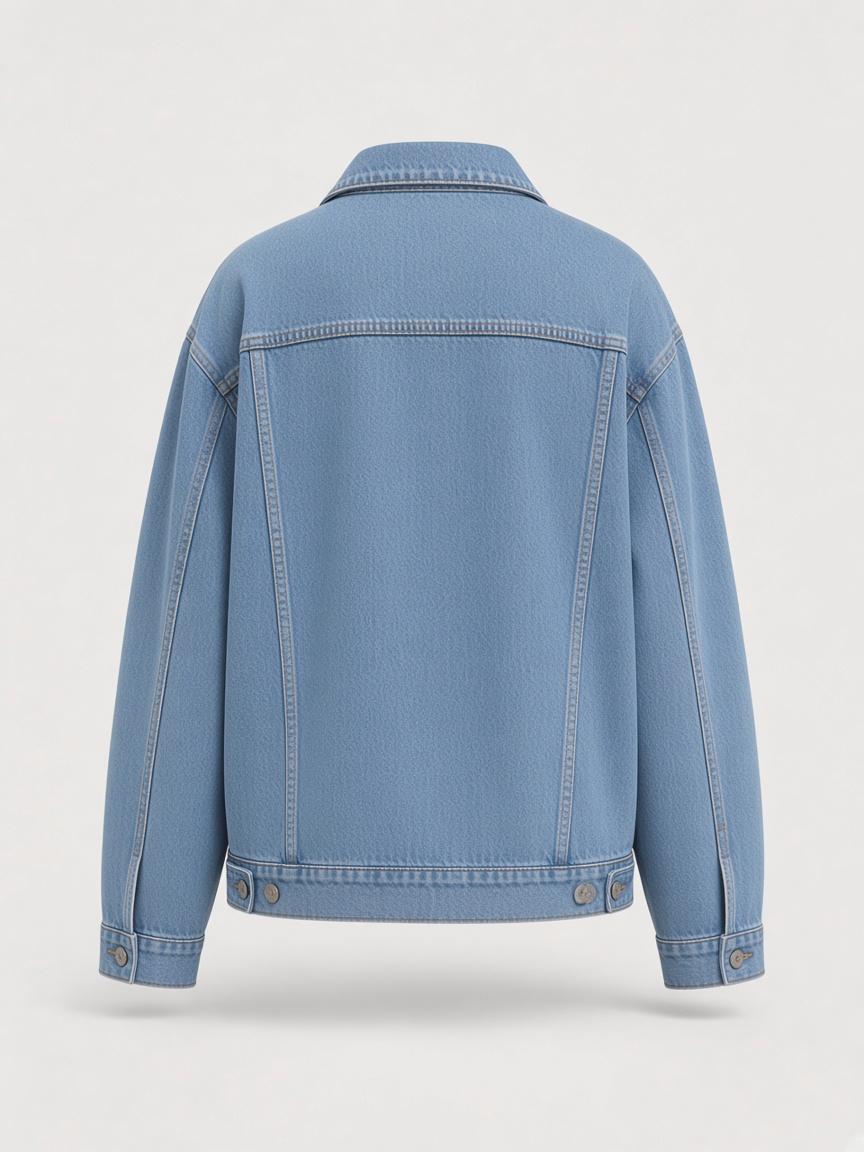 Mid Wash Oversized Denim Jacket, back view