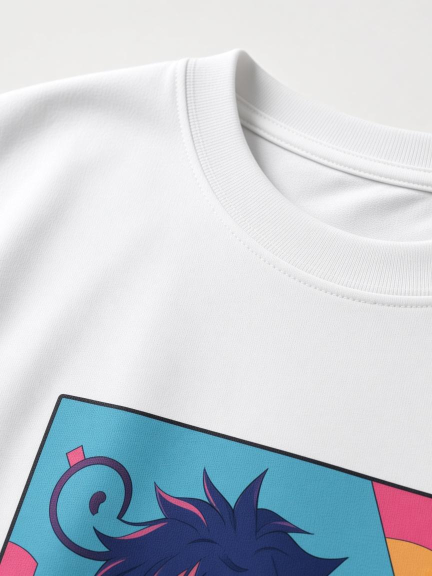 White Portrait Graphic Tee, close-up detail