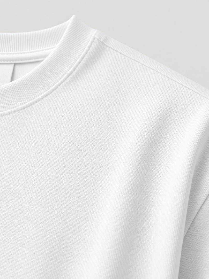 Optic White Boxy Tee, close-up detail