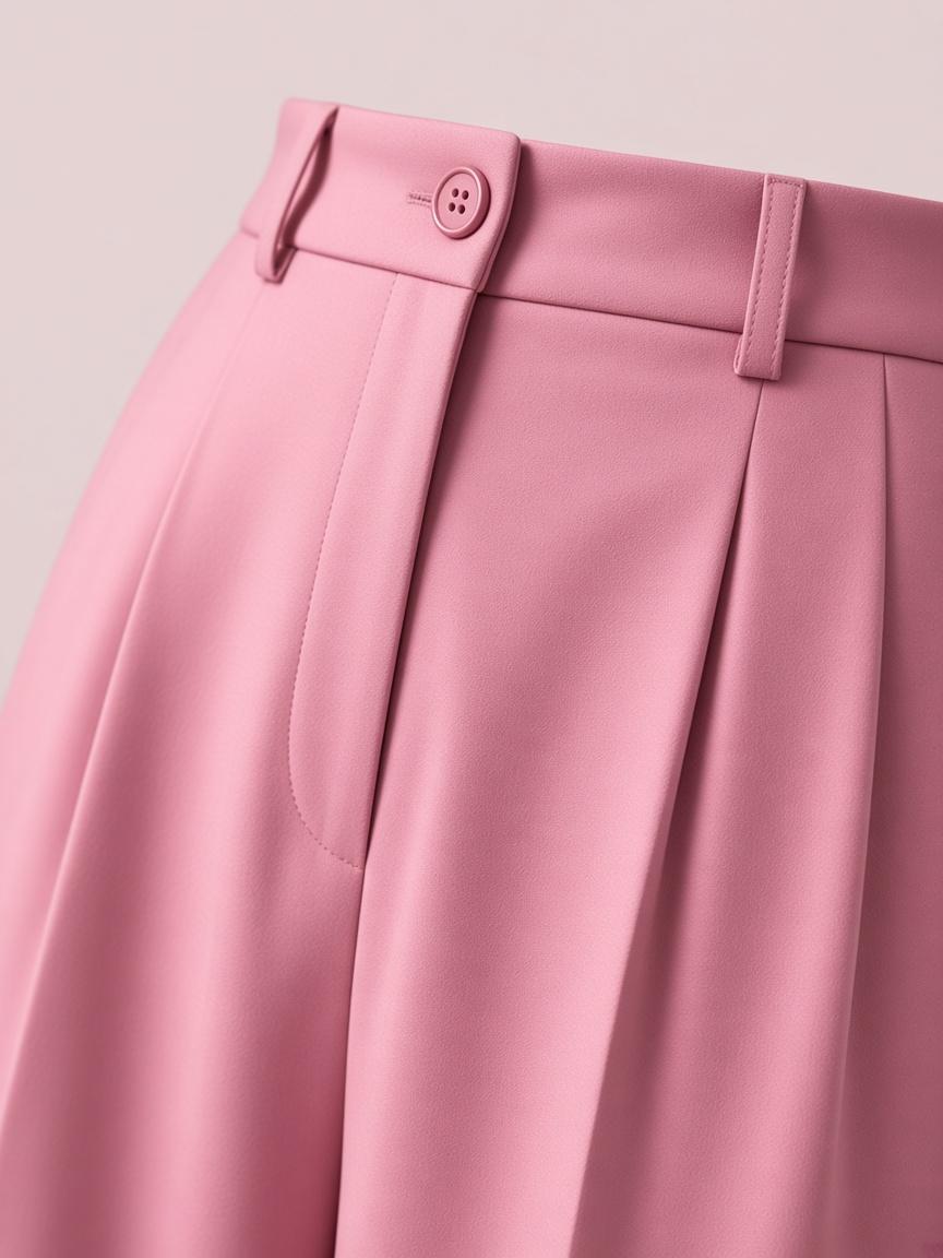 Rose Pleated Wide-Leg Trouser, close-up detail