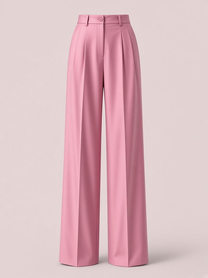 Rose Pleated Wide-Leg Trouser, front view