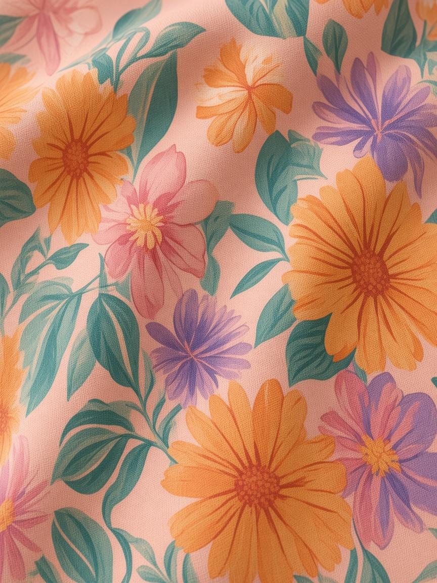 Blush Multi Floral Maxi Skirt, fabric close-up