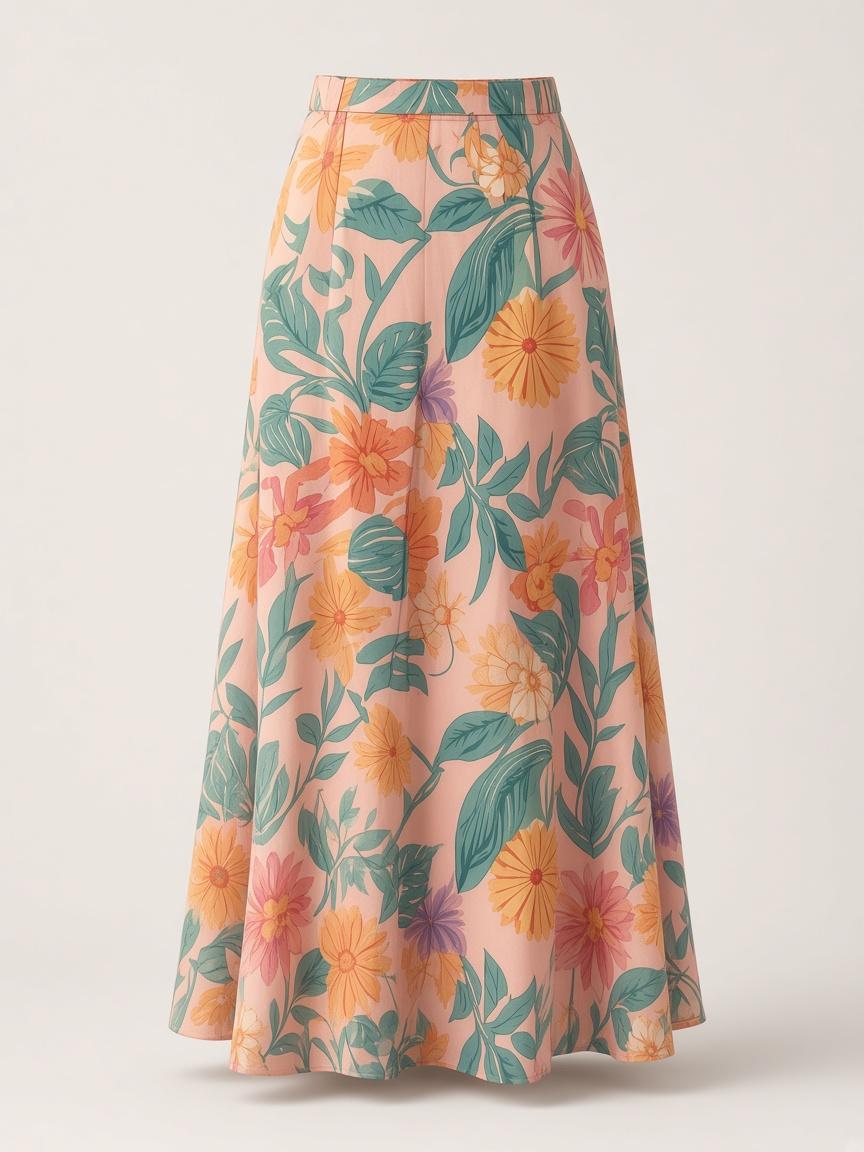 Blush Multi Floral Maxi Skirt, front view