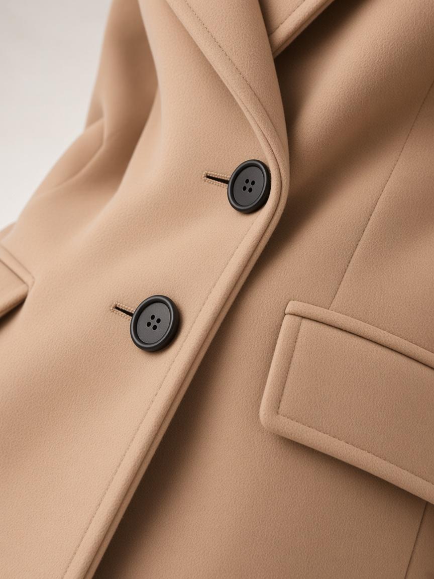 Camel Reefer Coat, close-up detail