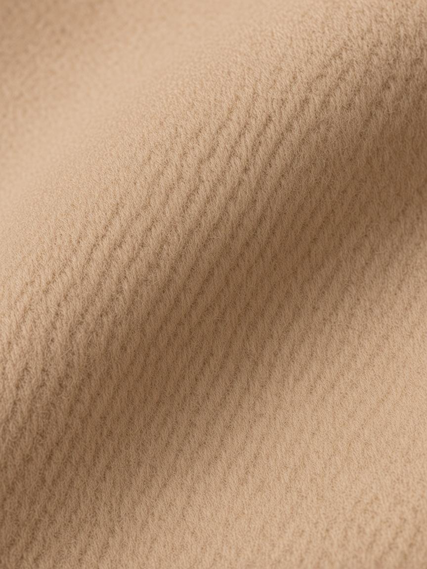 Camel Reefer Coat, fabric close-up