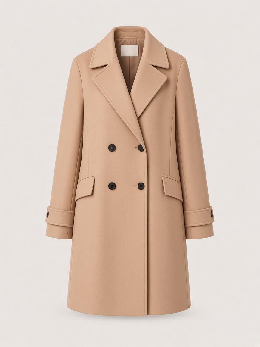 Camel Reefer Coat, front view
