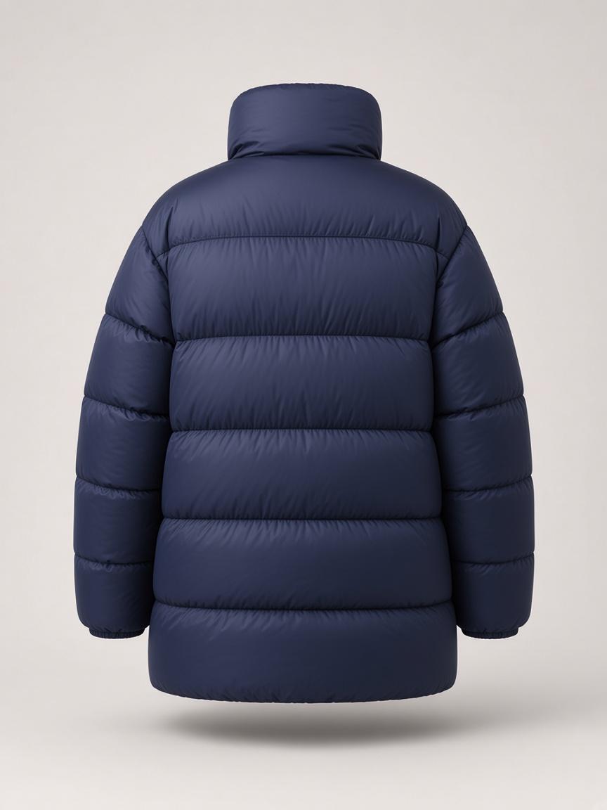 Midnight Funnel-Neck Puffer, back view