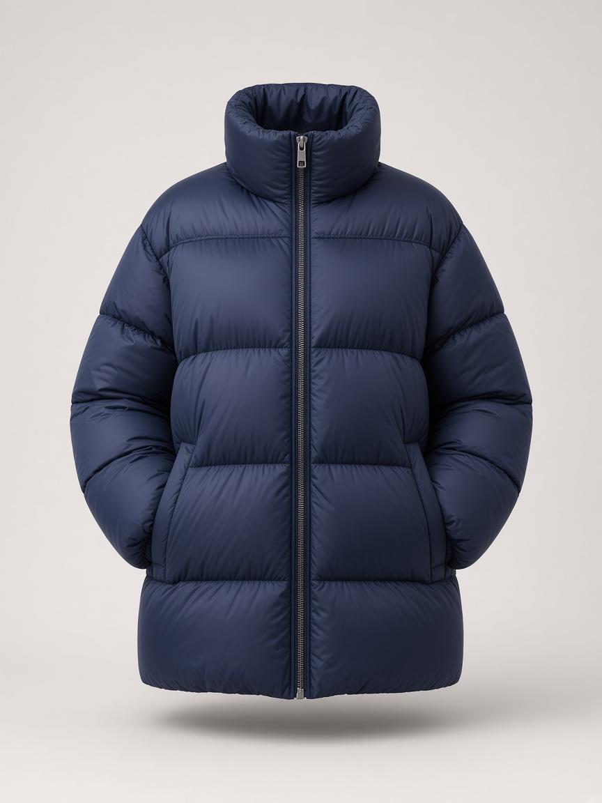 Midnight Funnel-Neck Puffer, front view