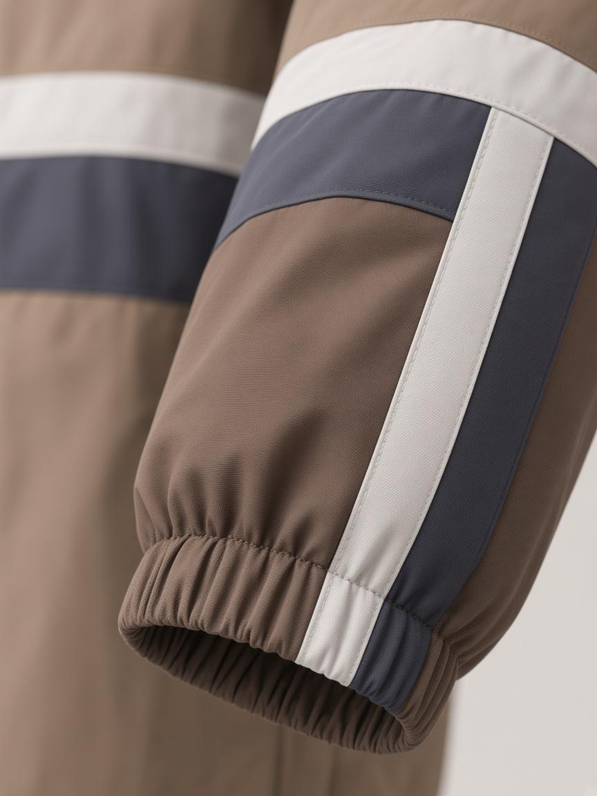 Sand / Umber Colour-Block Shell Jacket, close-up detail