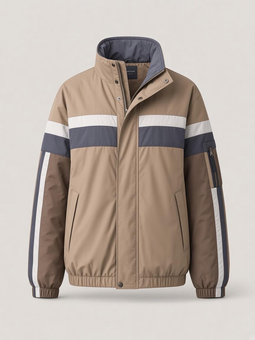 Sand / Umber Colour-Block Shell Jacket, front view