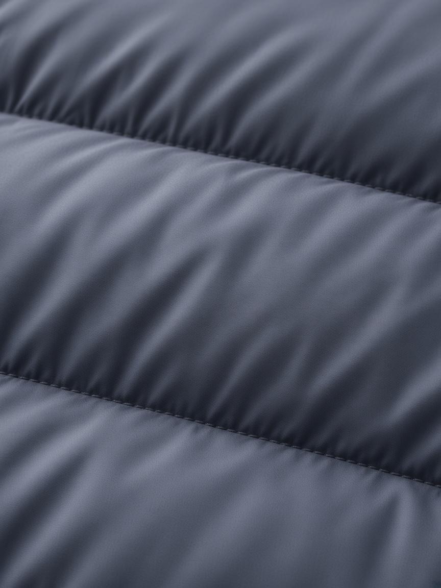 Slate Long Quilted Coat, fabric close-up