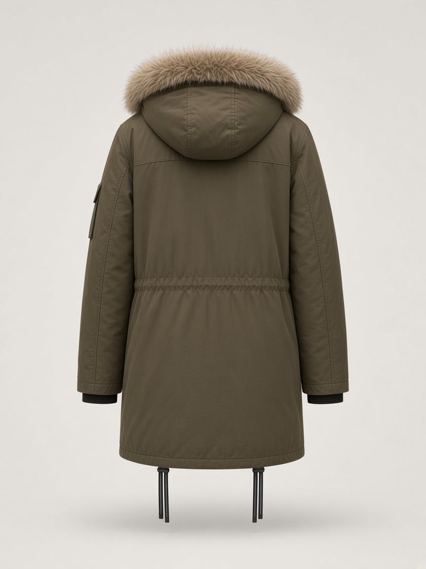 Umber Olive Utility Parka, back view