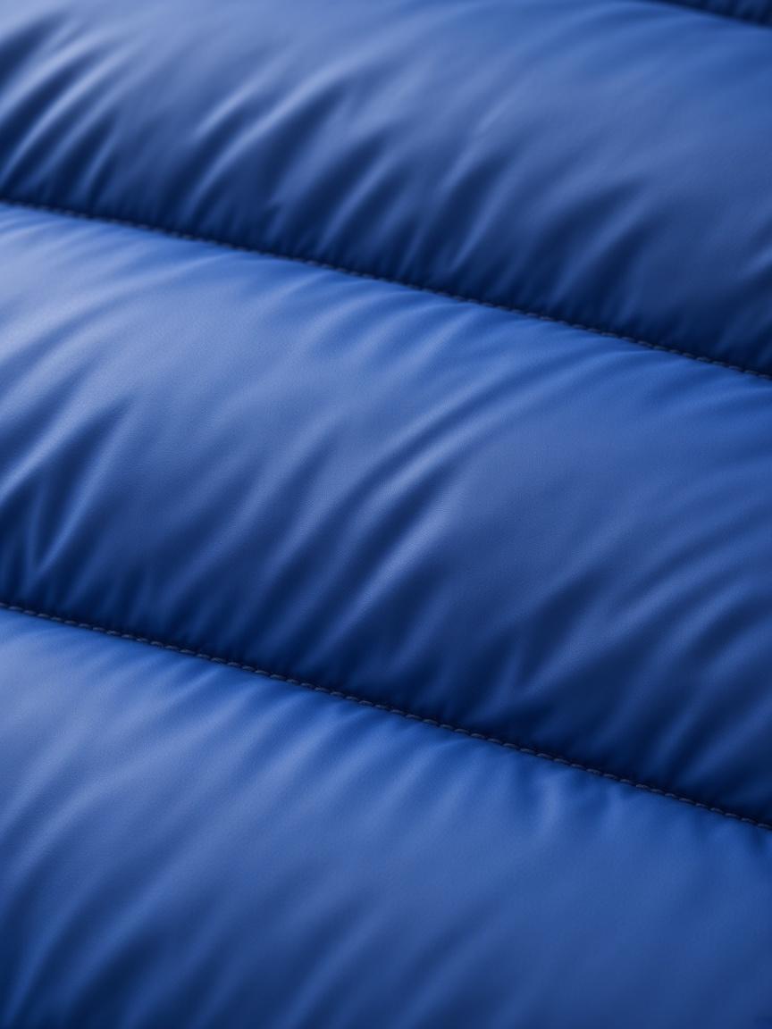 Cobalt Hooded Puffer, fabric close-up